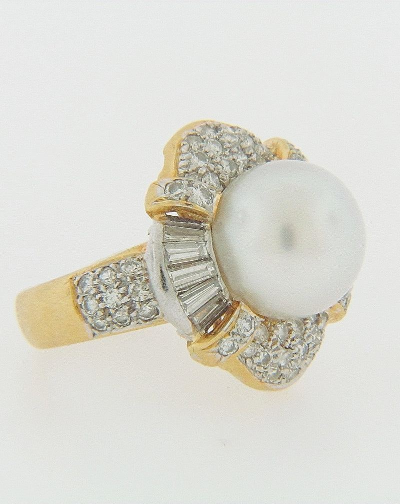 18K YELLOW GOLD PEARL AND DIAMOND RING | 18 Karat Appraisers | Beverly Hills, CA | Fine Jewelry