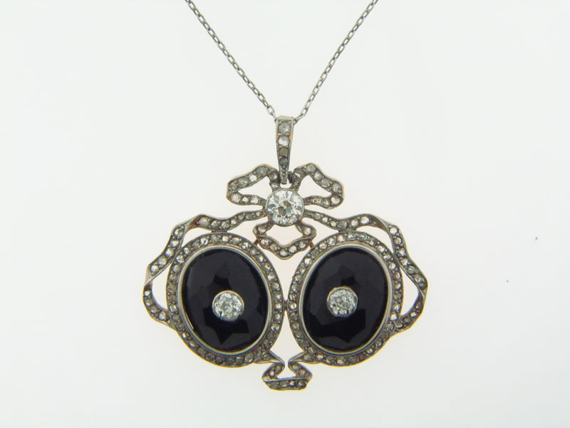 Platinum + 18K-YG Diamond and Onyx Pendant | 18 Karat Appraisers | Beverly Hills, CA | Fine Jewelry