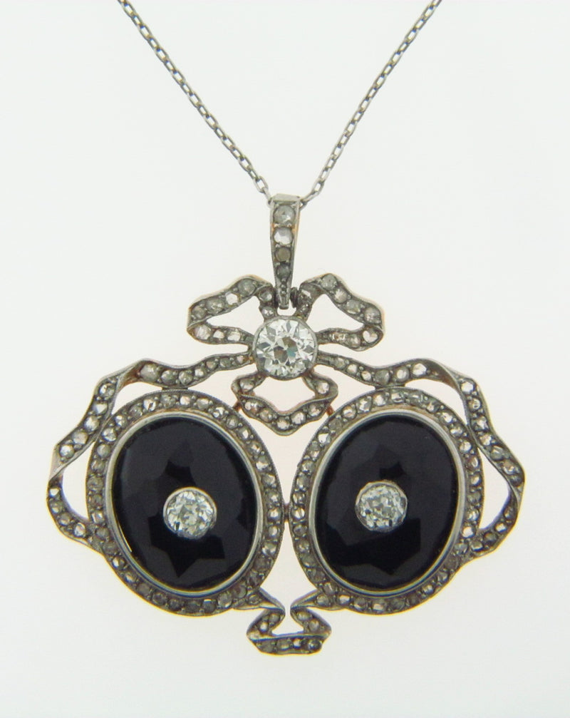 Platinum + 18K-YG Diamond and Onyx Pendant | 18 Karat Appraisers | Beverly Hills, CA | Fine Jewelry