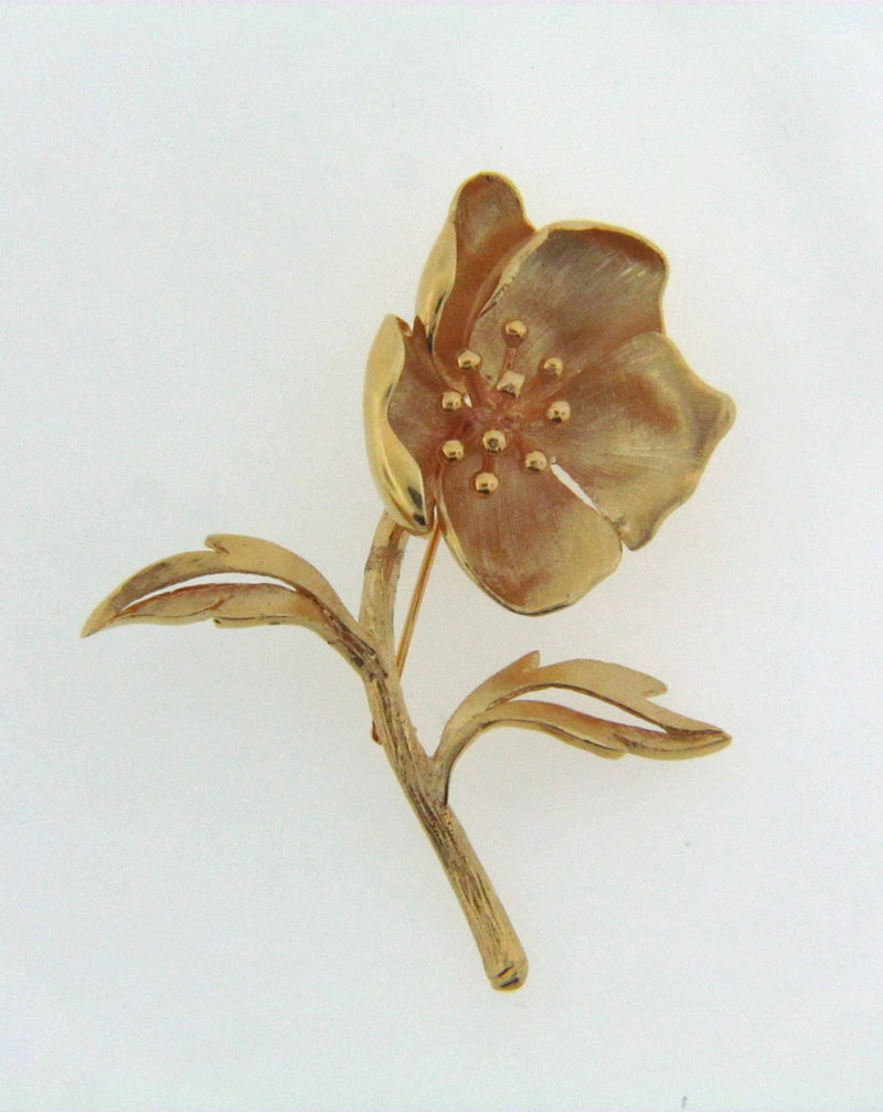 14K Yellow Gold Flower Brooch | 18 Karat Appraisers | Beverly Hills, CA | Fine Jewelry