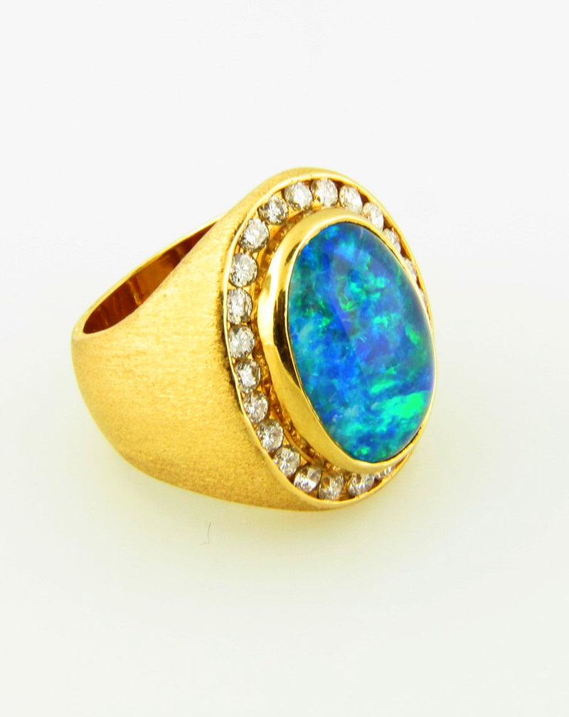 18K Yellow Gold, Opal and Diamond Ring | 18 Karat Appraisers | Beverly Hills, CA | Fine Jewelry