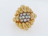 18K-YG DIAMOND RING WITH RIBBED GOLD DESIGN