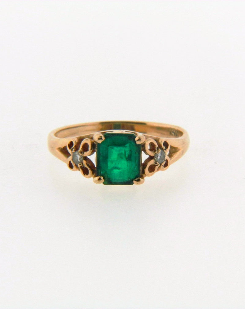 14K Yellow Gold Emerald and Diamond Ring | 18 Karat Appraisers | Beverly Hills, CA | Fine Jewelry