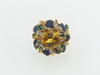 18K YELLOW GOLD, YELLOW SAPPHIRE, EMERALD, SAPPHIRE, AND DIAMOND RING