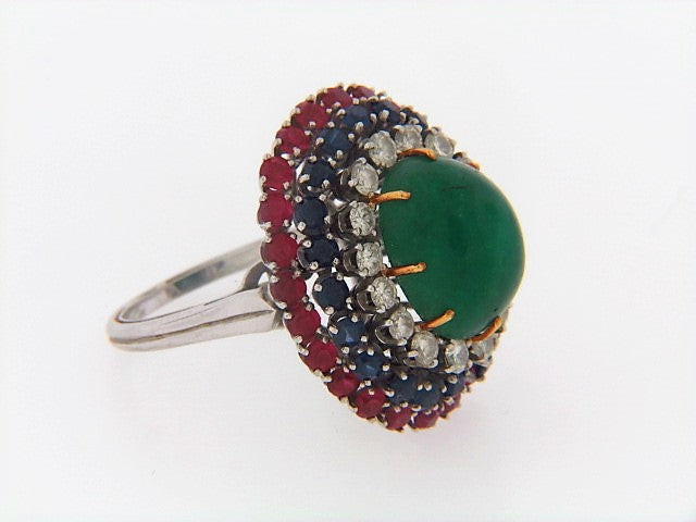 PLATINUM MULTI-GEMSTONE BOMBE FORM RING | 18 Karat Appraisers | Beverly Hills, CA | Fine Jewelry