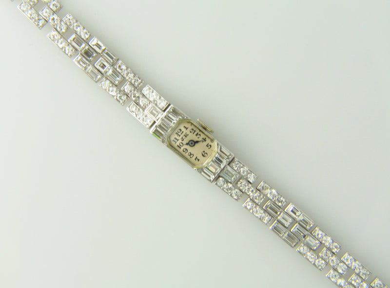 Art Deco, Platinum and 18K White Gold, Diamond Wristwatch