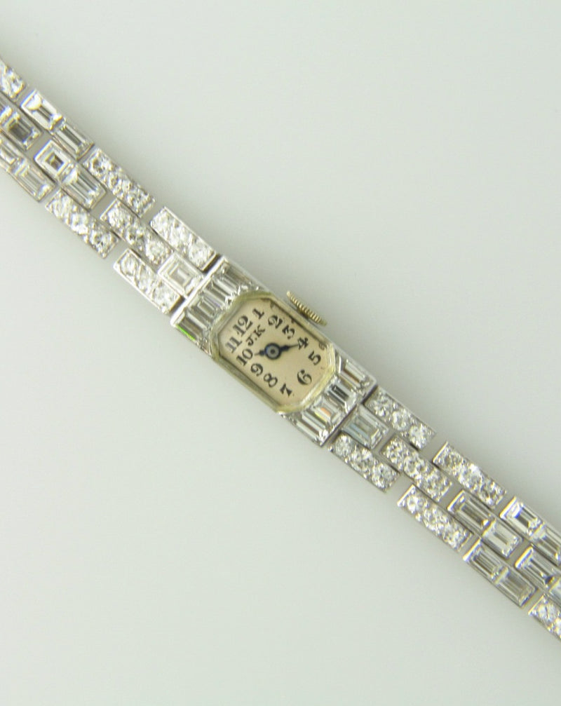 Art Deco, Platinum and 18K White Gold, Diamond Wristwatch