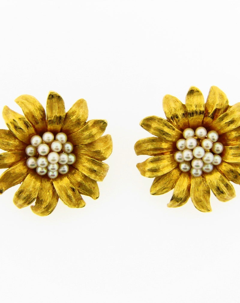18K Yellow Gold Flower Earrings | 18 Karat Appraisers | Beverly Hills, CA | Fine Jewelry