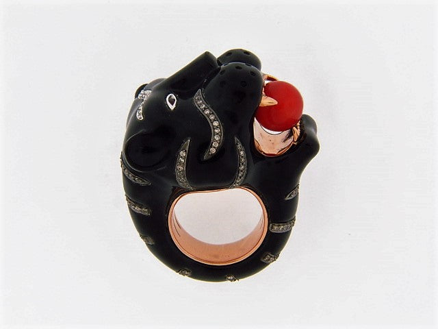 18K-RG ONYX PANTHER RING