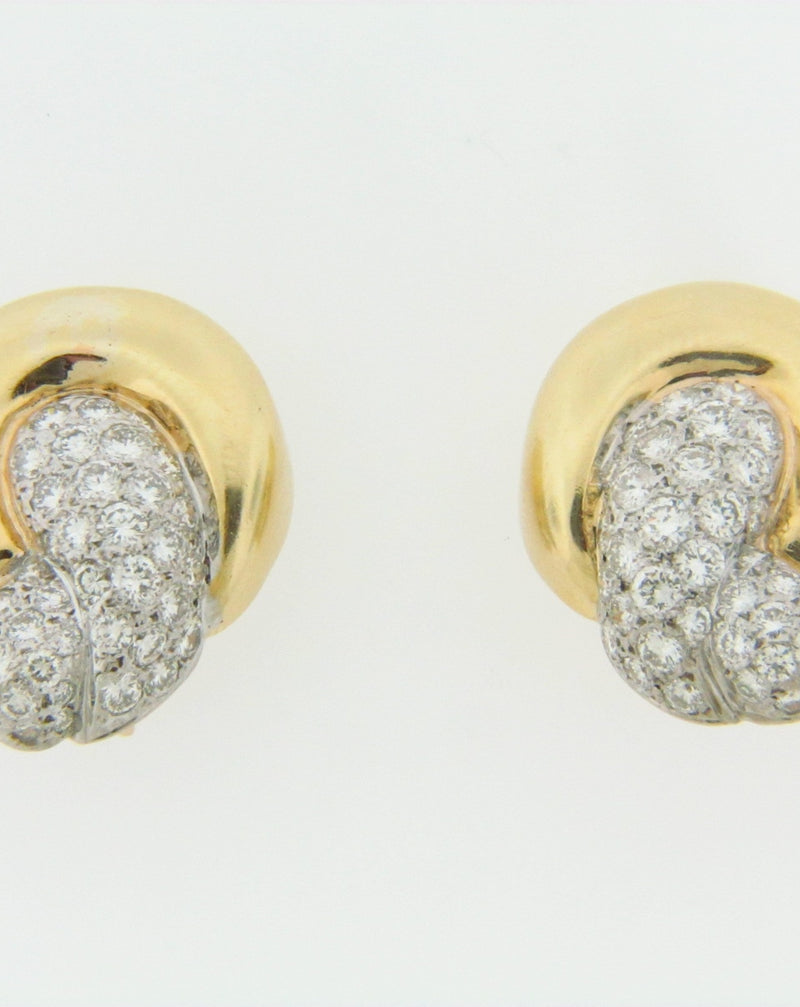 18K YELLOW GOLD DIAMOND EARCLIPS | 18 Karat Appraisers | Beverly Hills, CA | Fine Jewelry