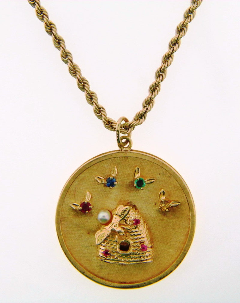 14K-YG MULTI-GEMSTONE PENDANT | 18 Karat Appraisers | Beverly Hills, CA | Fine Jewelry
