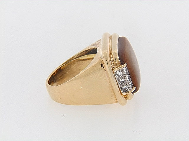18K-YG TIGER'S EYE AND DIAMOND RING | 18 Karat Appraisers | Beverly Hills, CA | Fine Jewelry