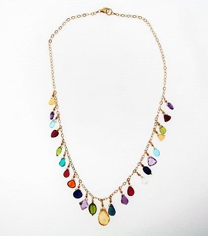 18ct Gold Vermeil Multi Gemstone Necklace, Colourful Gem Stone Necklace,  Rainbow Birthstone Necklace, Multicoloured Crystal Necklace - Etsy