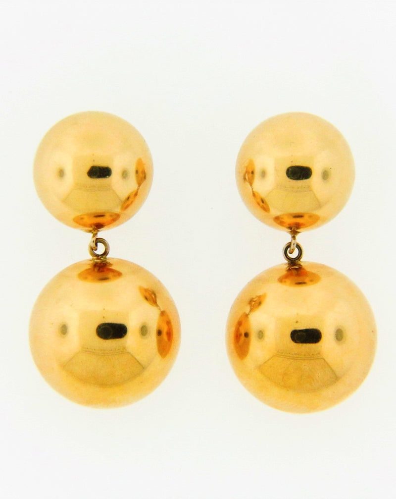 18K-YG DANGLING DOME EARRINGS