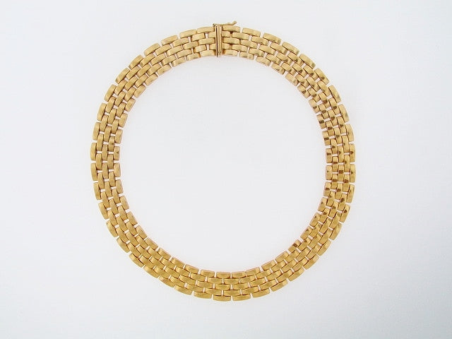 18K-YG FIVE ROW PANTHER STYLE LINK NECKLACE