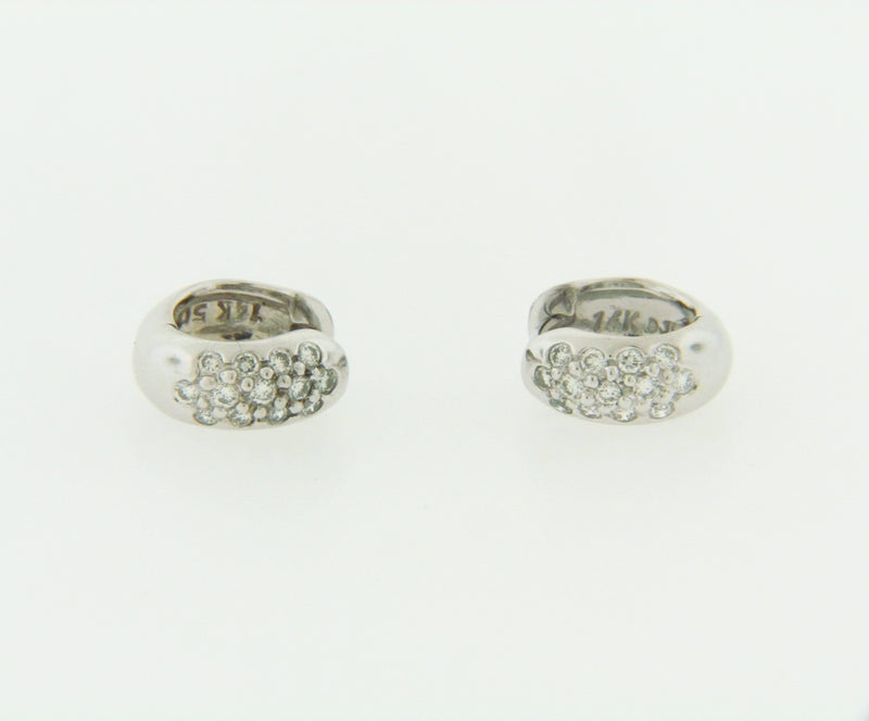 14K WHITE GOLD DIAMOND HUGGIE EARRINGS | 18 Karat Appraisers | Beverly Hills, CA | Fine Jewelry
