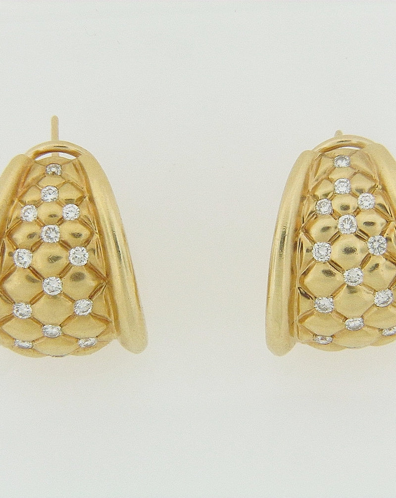 18K YELLOW GOLD DIAMOND HOOP EARRINGS | 18 Karat Appraisers | Beverly Hills, CA | Fine Jewelry