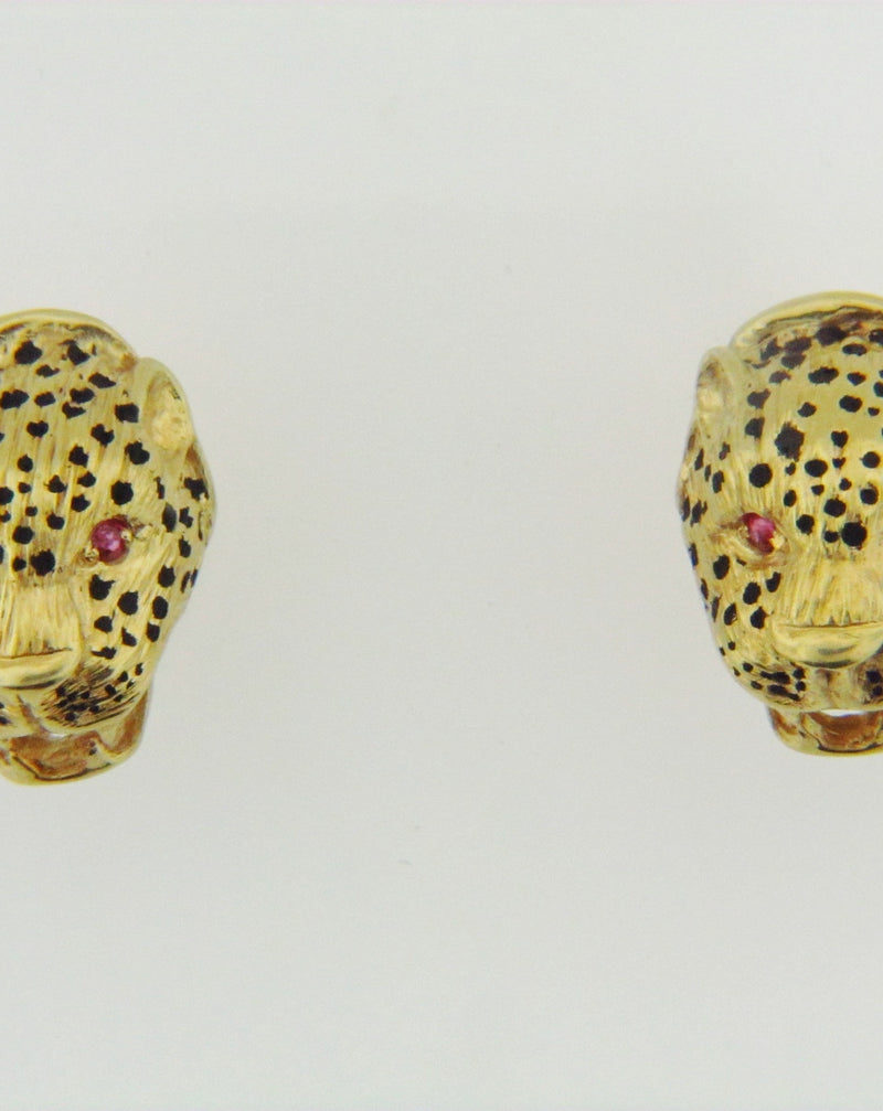 14K-YG LEOPARD EARRINGS | 18 Karat Appraisers | Beverly Hills, CA | Fine Jewelry