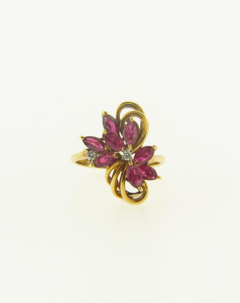 Retro 14K Yellow and White Gold, Ruby and Diamond Ring | 18 Karat Appraisers | Beverly Hills, CA | Fine Jewelry