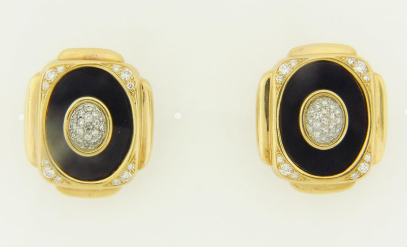 18K YELLOW GOLD DIAMOND AND ONYX EARRINGS | 18 Karat Appraisers | Beverly Hills, CA | Fine Jewelry