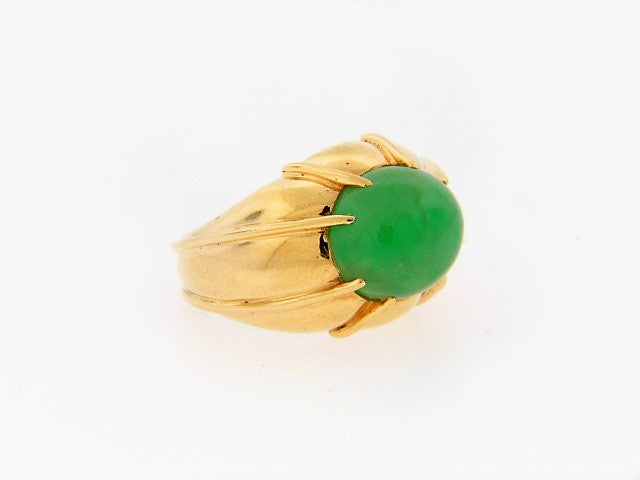 18K-YG GREEN JADEITE JADE RING