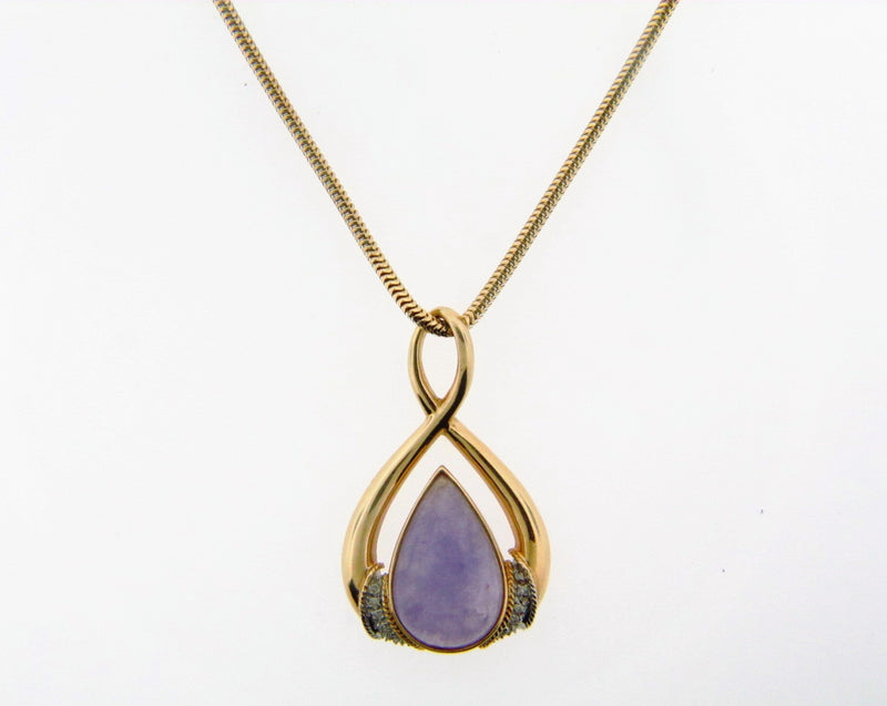14K Yellow Gold Lavender Jade and Diamond Pendant | 18 Karat Appraisers | Beverly Hills, CA | Fine Jewelry