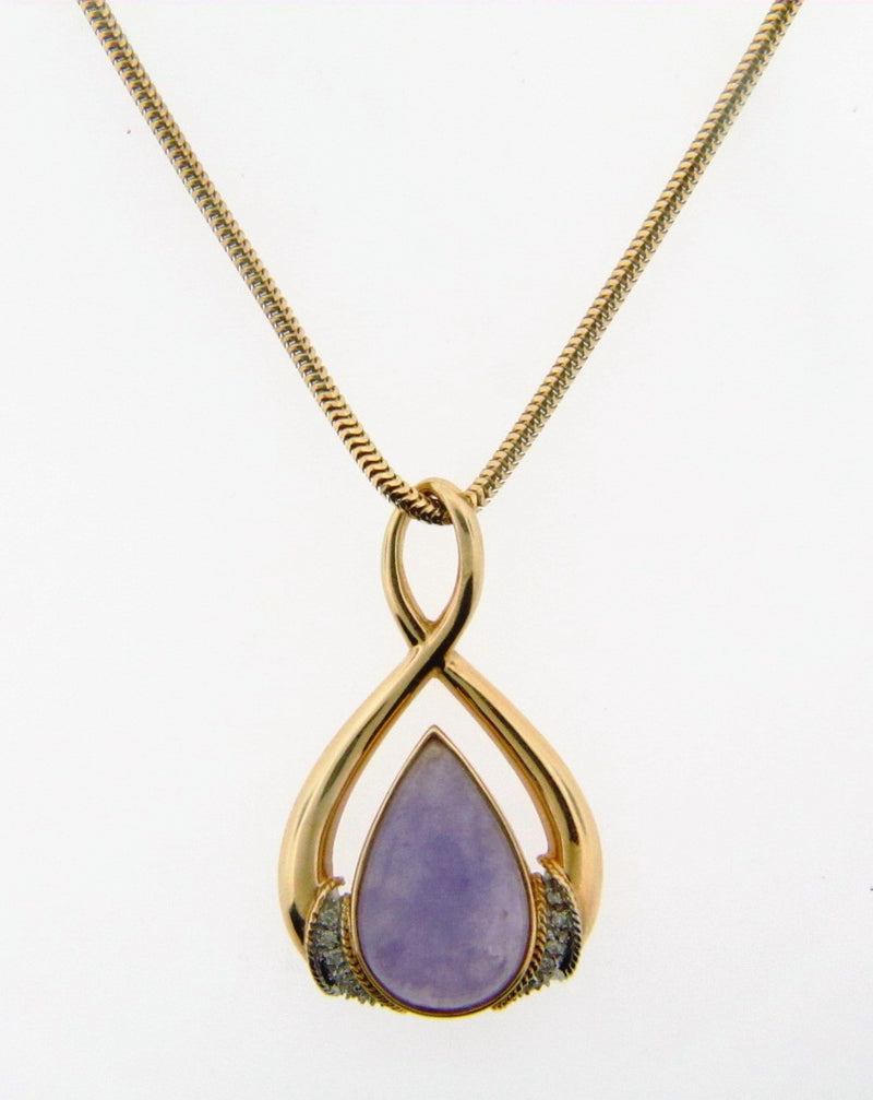 14K Yellow Gold Lavender Jade and Diamond Pendant | 18 Karat Appraisers | Beverly Hills, CA | Fine Jewelry