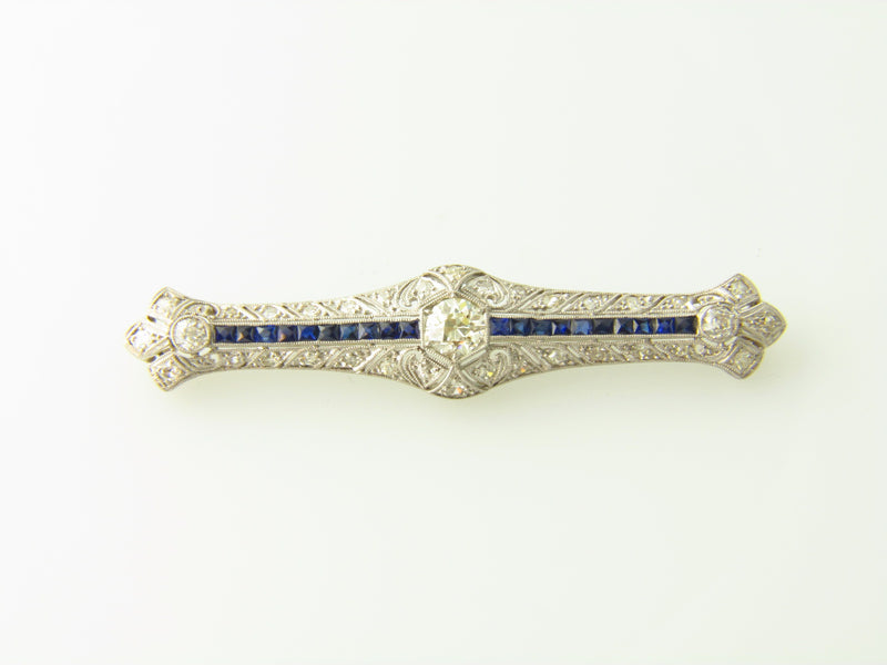 Art Deco, Platinum Diamond and Sapphire Brooch | 18 Karat Appraisers | Beverly Hills, CA | Fine Jewelry