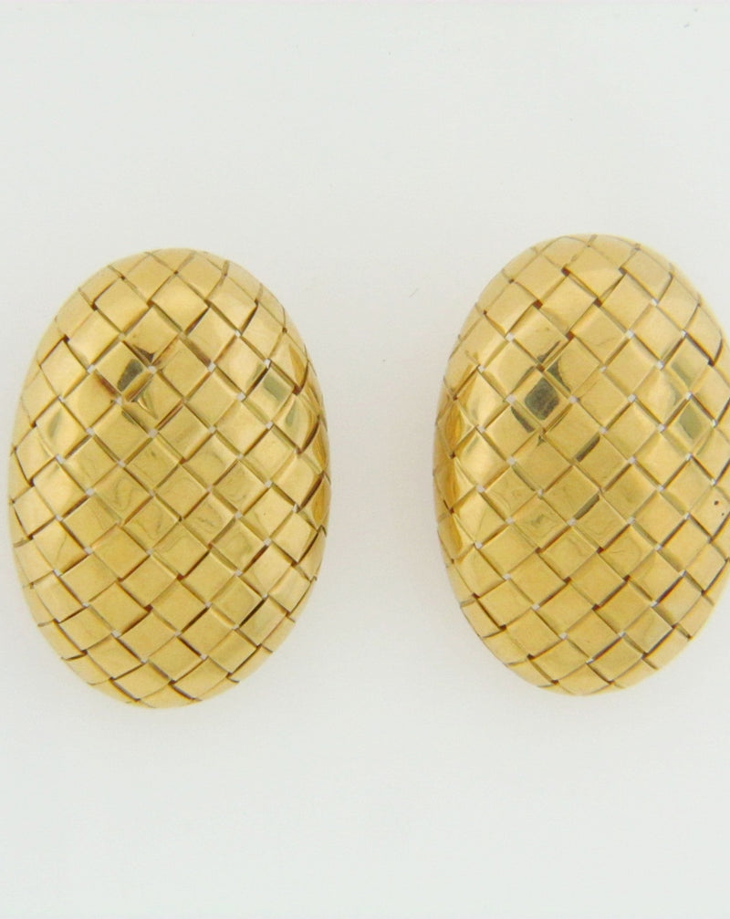 18K YELLOW GOLD BASKETWEAVE EARRINGS | 18 Karat Appraisers | Beverly Hills, CA | Fine Jewelry