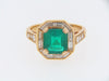 18K-YG EMERALD AND DIAMOND RING