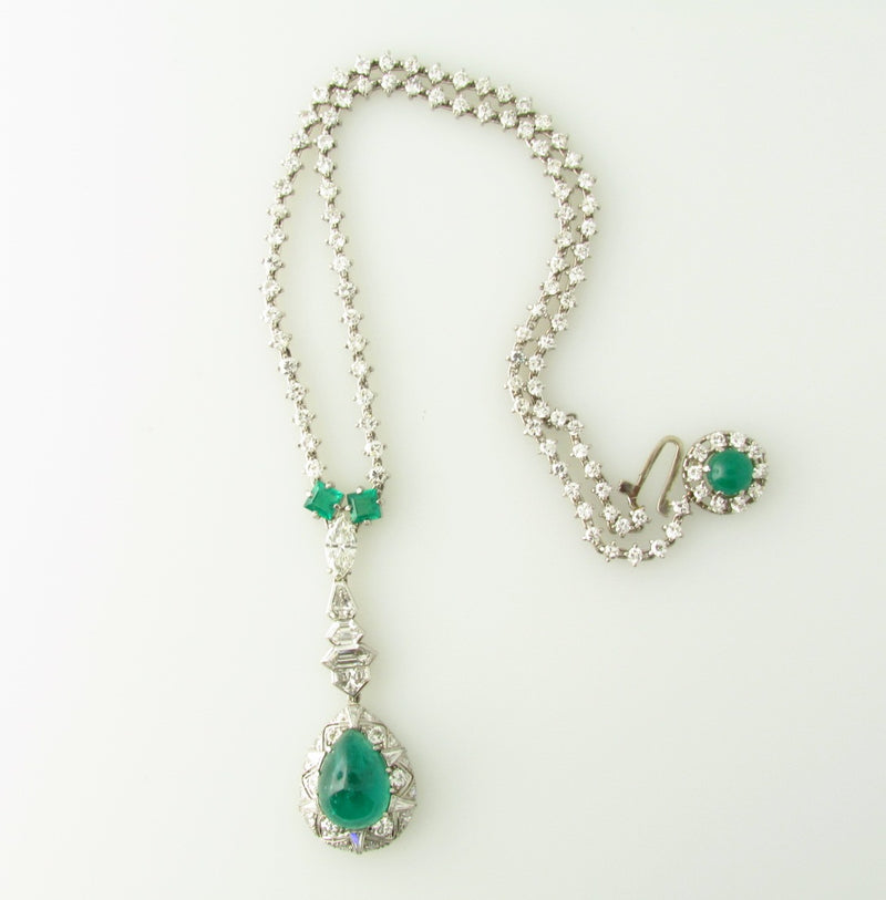 Art Deco, Platinum Emerald and Diamond Necklace