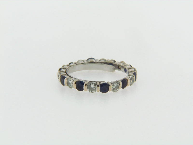 18K WHITE GOLD DIAMOND AND SAPPHIRE ETERNITY BAND | 18 Karat Appraisers | Beverly Hills, CA | Fine Jewelry