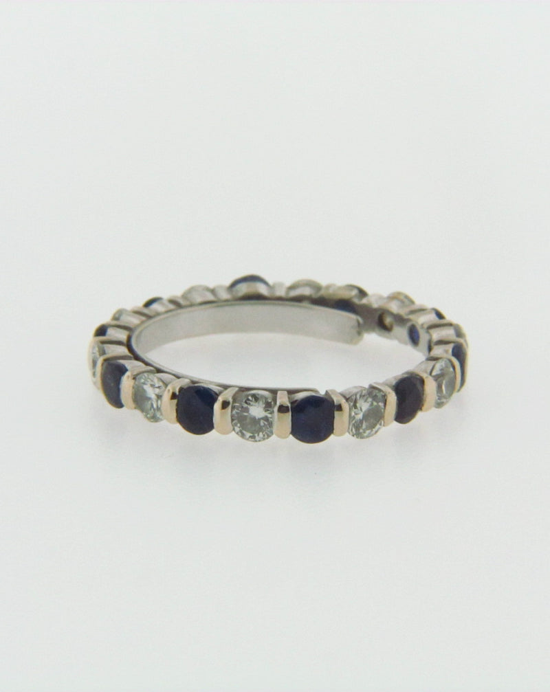 18K WHITE GOLD DIAMOND AND SAPPHIRE ETERNITY BAND | 18 Karat Appraisers | Beverly Hills, CA | Fine Jewelry