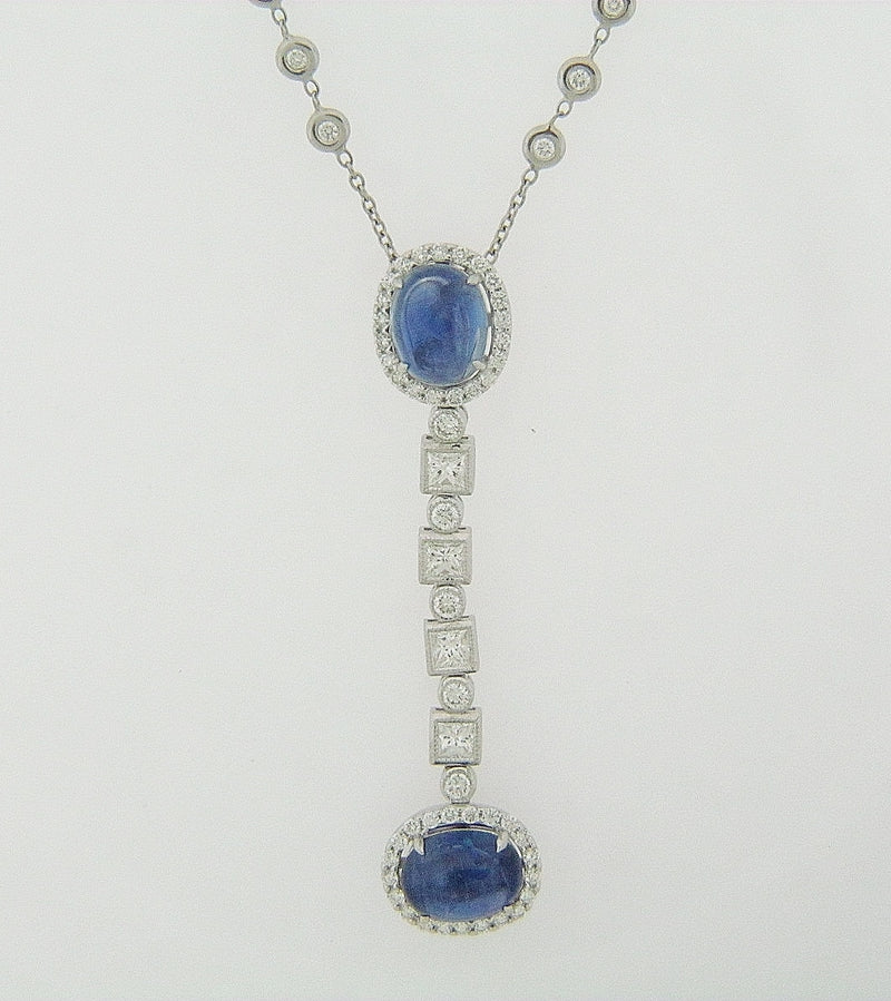 18K WHITE GOLD SAPPHIRE AND DIAMOND PENDANT | 18 Karat Appraisers | Beverly Hills, CA | Fine Jewelry