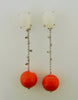 18K White Gold, Coral Drop Earrings | 18 Karat Appraisers | Beverly Hills, CA | Fine Jewelry