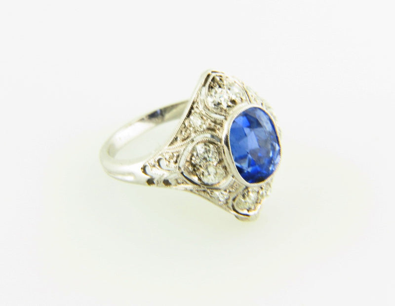 Edwardian Platinum, Sapphire and Diamond Ring