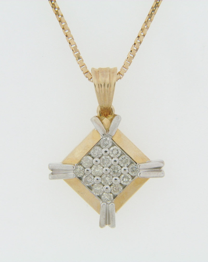 14K YELLOW AND WHITE GOLD DIAMOND PENDANT | 18 Karat Appraisers | Beverly Hills, CA | Fine Jewelry