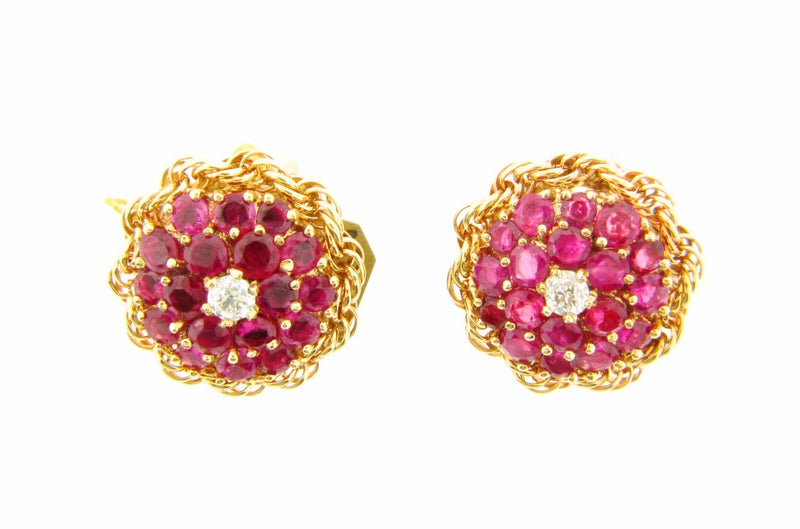 Retro 14K Rose Gold, Ruby and Diamond Earrings | 18 Karat Appraisers | Beverly Hills, CA | Fine Jewelry