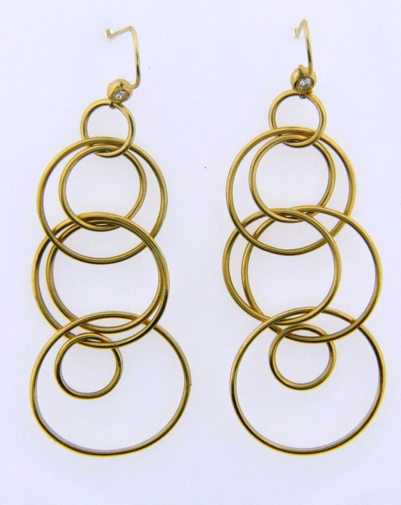 18K Yellow Gold Dangling Diamond Earrings | 18 Karat Appraisers | Beverly Hills, CA | Fine Jewelry