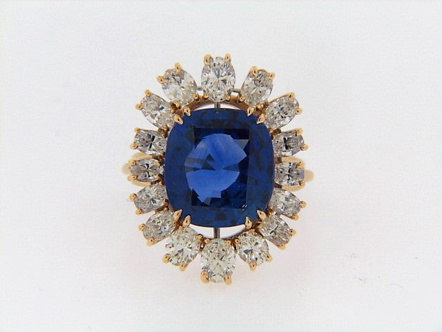 14K-YG+WG CEYLON SAPPHIRE AND DIAMOND RING | 18 Karat Appraisers | Beverly Hills, CA | Fine Jewelry