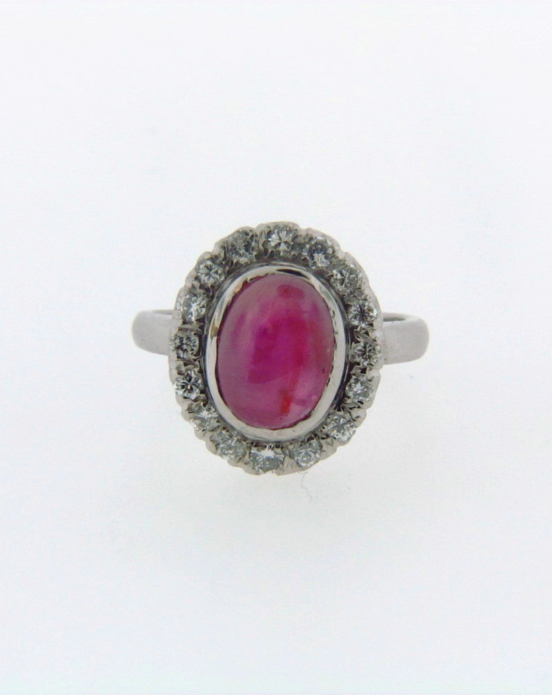 Palladium Star Ruby and Diamond Ring