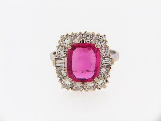 18K-WG PINK SAPPHIRE AND DIAMOND RING