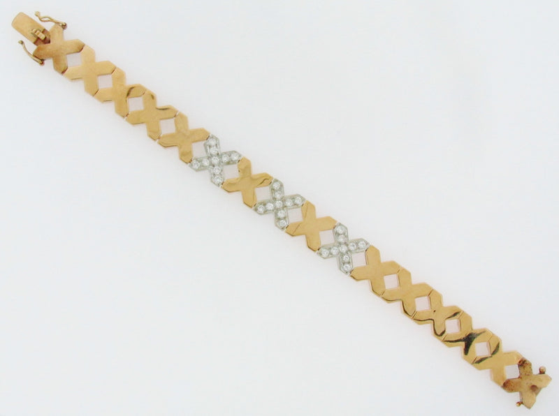 14K-GOLD X-MOTIF DIAMOND BRACELET | 18 Karat Appraisers | Beverly Hills, CA | Fine Jewelry