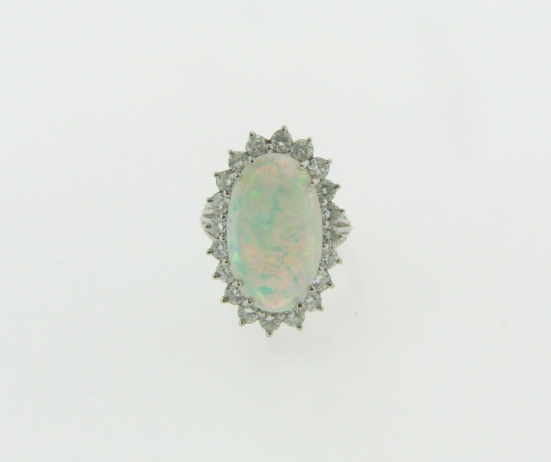 Platinum Opal and Diamond Ring | 18 Karat Appraisers | Beverly Hills, CA | Fine Jewelry