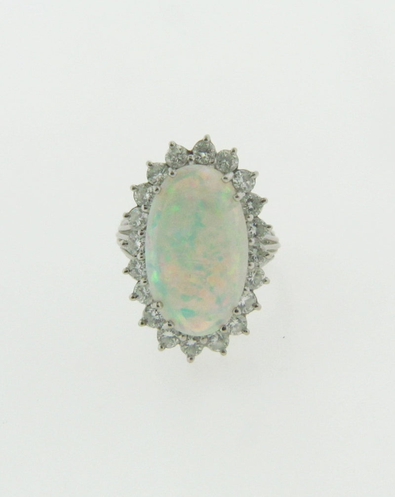 Platinum Opal and Diamond Ring | 18 Karat Appraisers | Beverly Hills, CA | Fine Jewelry