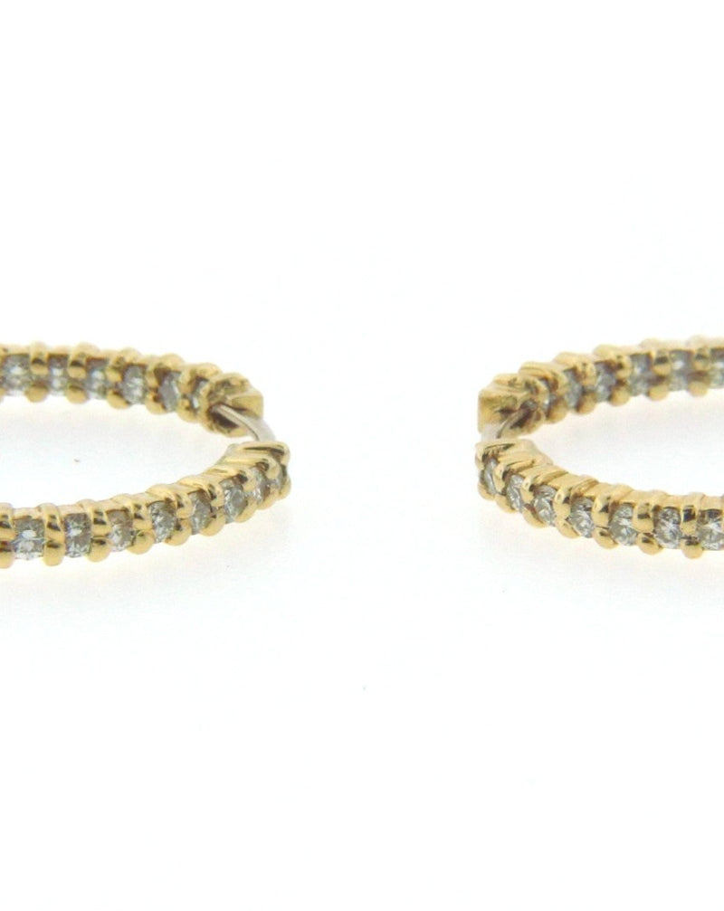 18K Yellow Gold Diamond Hoop Earrings by 
