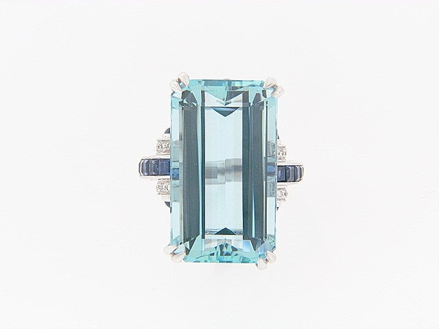 18K-WG AQUAMARINE RING BY 