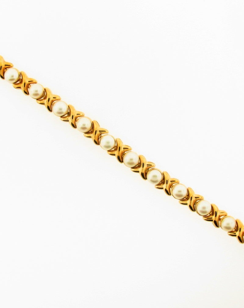 14K Yellow Gold Pearl Bracelet | 18 Karat Appraisers | Beverly Hills, CA | Fine Jewelry