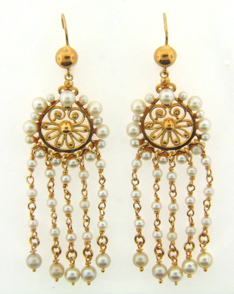 18K Yellow Gold White Culture Pearl Earrings | 18 Karat Appraisers | Beverly Hills, CA | Fine Jewelry