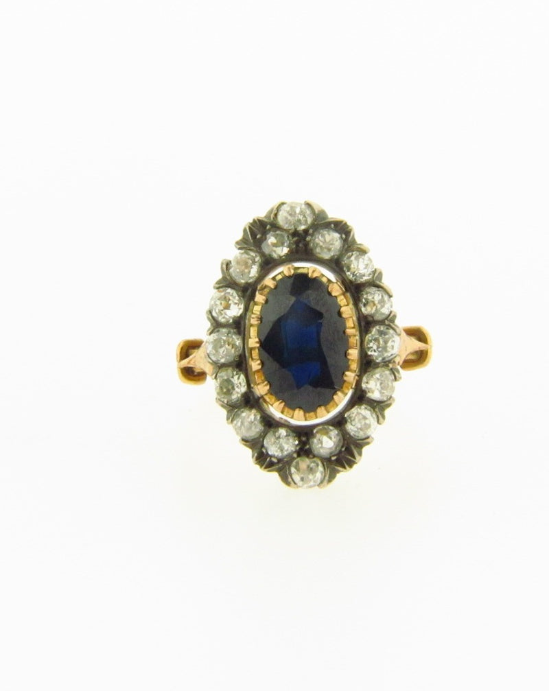 Victorian 18K Yellow Gold Sapphire and Diamond Ring | 18 Karat Appraisers | Beverly Hills, CA | Fine Jewelry